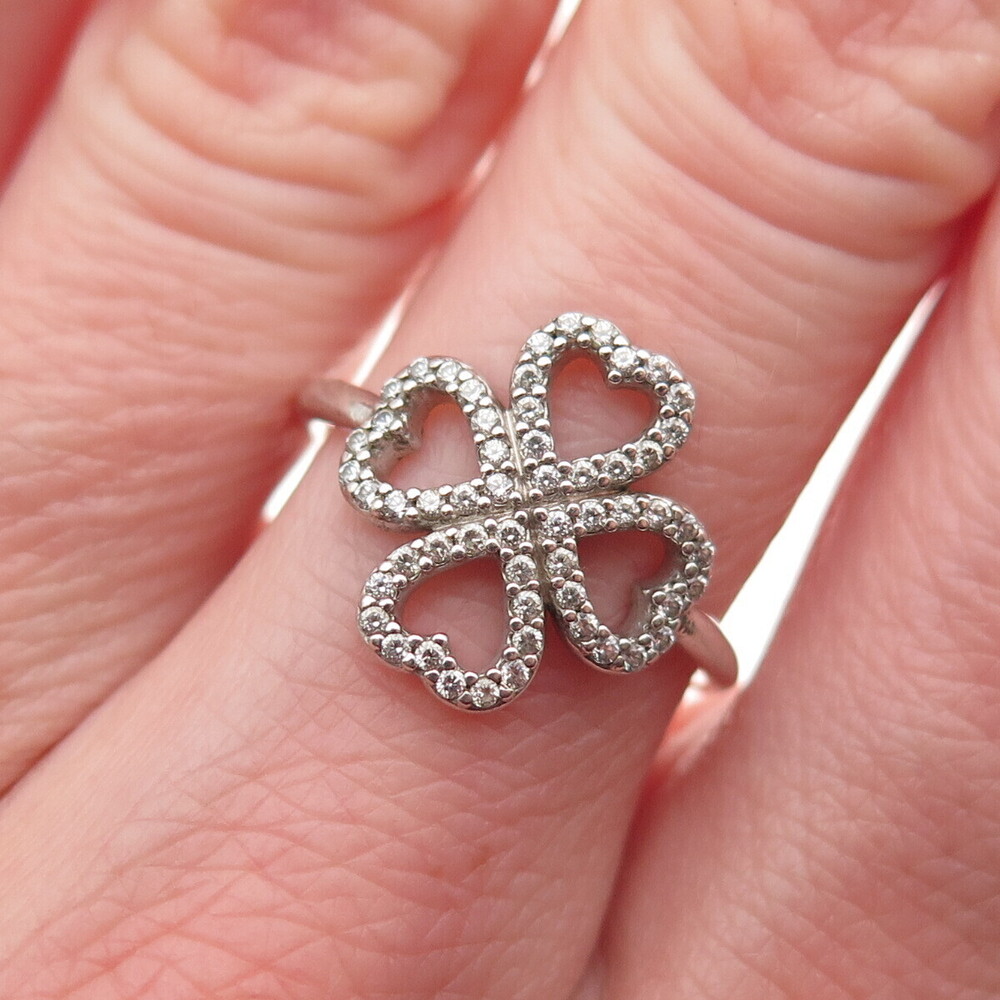 Pandora 925 Sterling Silver Round-Cut C Z Petals of Love Ring Size 6.25